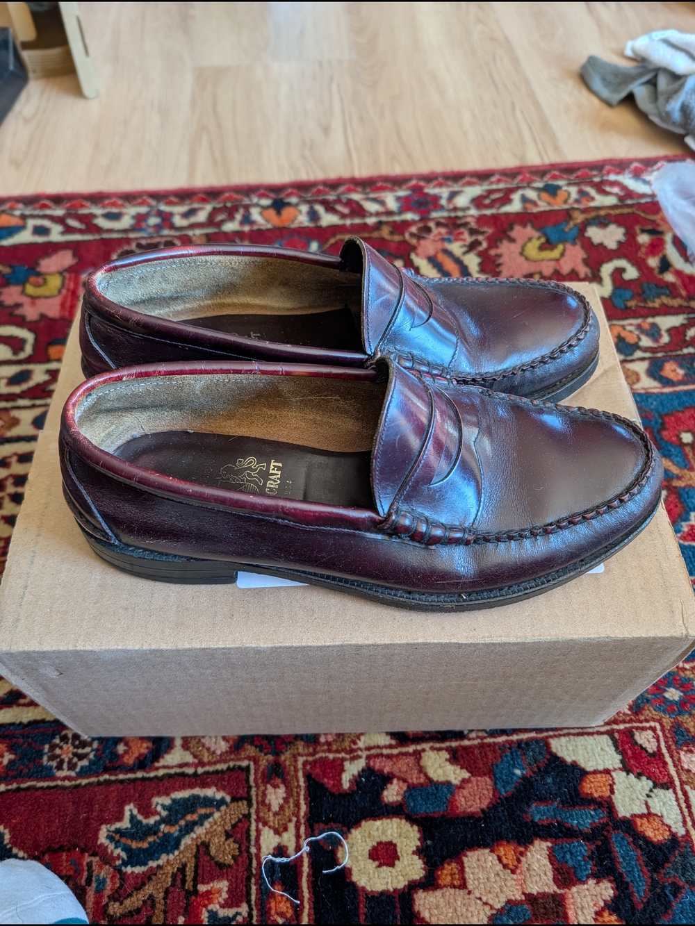 Vintage Johnston & Murphy Penny Loafers in Burgundy